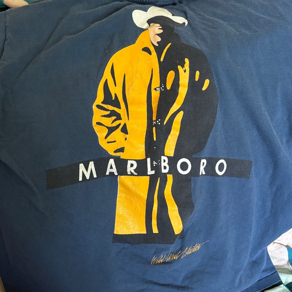 Vintage Marlboro Blue and Yellow Graphic Tee